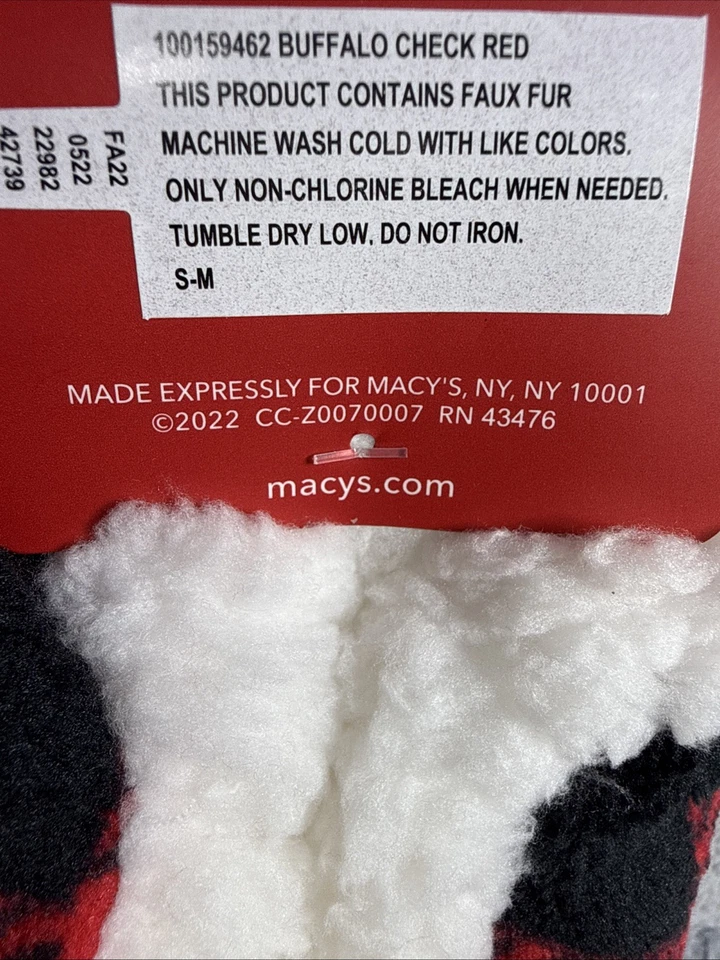 Calcetín Zapatilla Charter Club Rojo, Negro, Blanco S/M Nuevo Foto 4 de 4