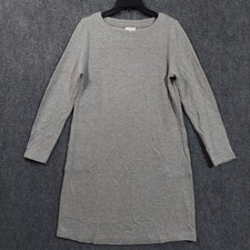J Jill Sweater Dress Womens Small Gray Subtle Stripe Knit Long Sleeve Shift