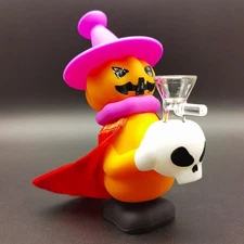 6.1" Silicone Water Pipe Pumpkin Wizard Hookah Smoking Bong Hand Pipes + Bowl
