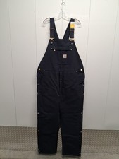 NWT Carhartt Bib MensXL Tall Navy Blue Loose Fit Duck Overalls Insulated 104393