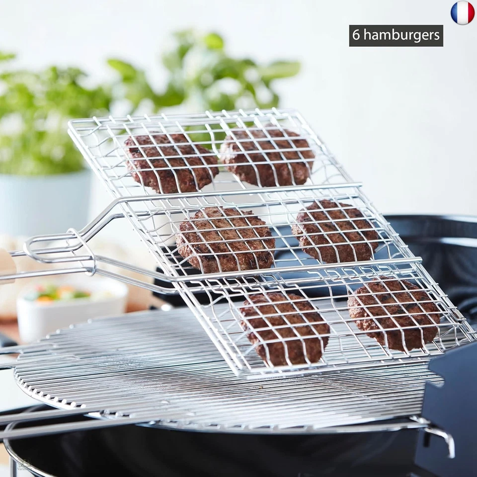 Barbecook Grille barbecue pour hamburger, Acier chromé/Bouleau FSC, 35 x 23 cm,  - Photo 4/4