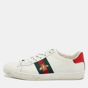 Baskets basses Gucci cuir blanc brodé abeille abeille taille 36