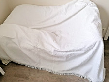 Tagesdecke / Überwurf weiß* Jacquardgewebe * 200 x 230 cm * 100% Bauwolle