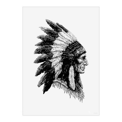 Wandbilder Poster Drucke ''Indianerhäuptling Seitenansicht'' (PP055665)