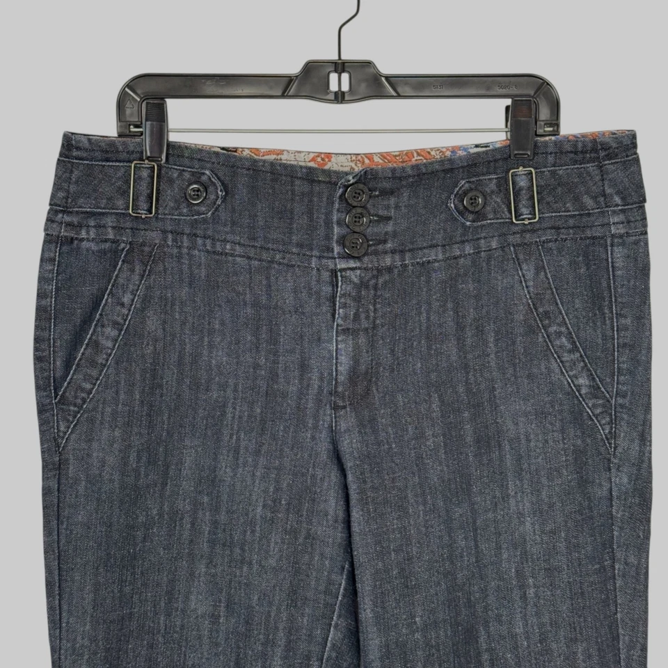 Pantalones de mezclilla One 5 One azul pierna ancha para mujer 14 lavado oscuro informales clásicos Foto 2 de 4