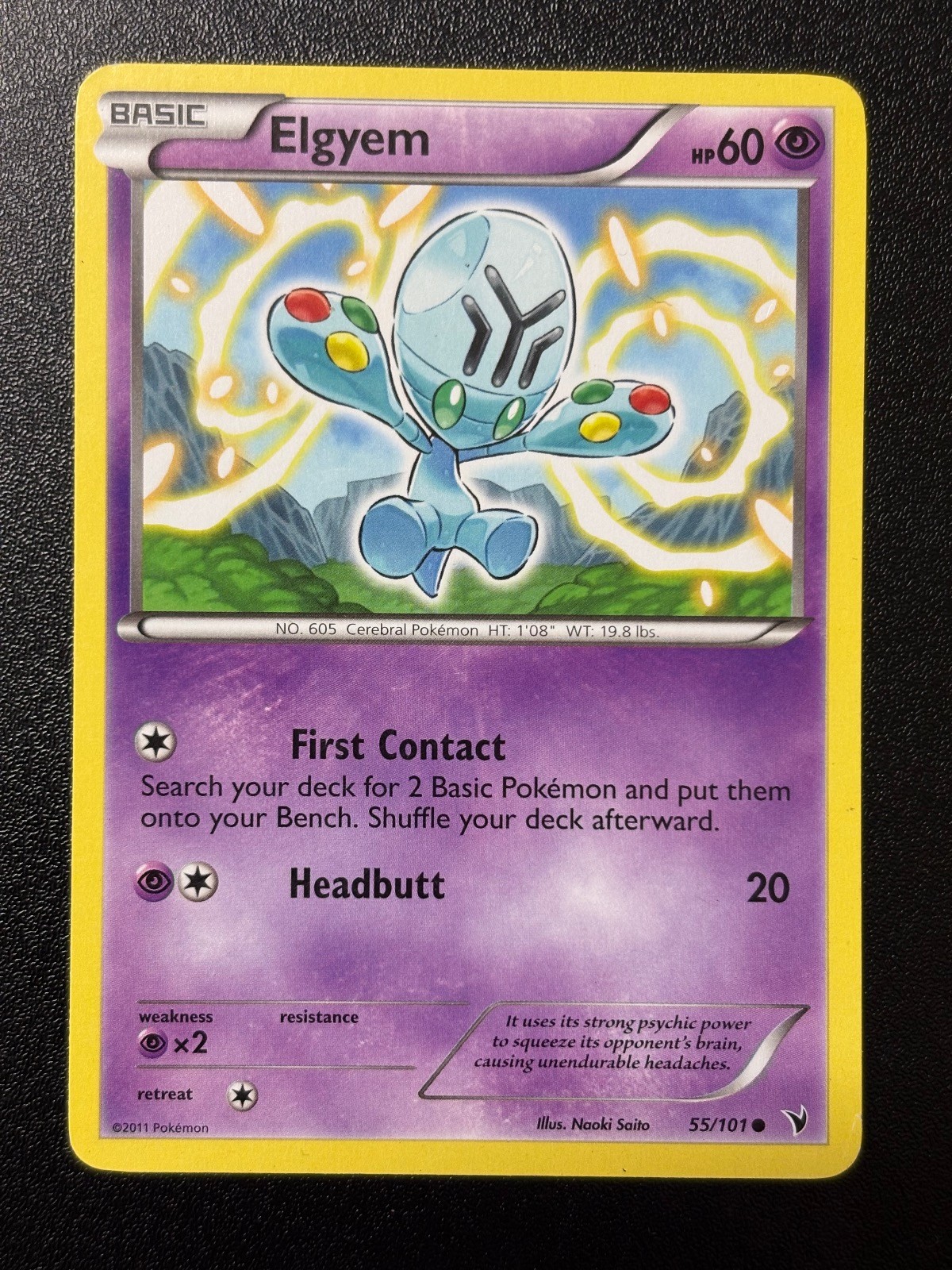 Elgyem 55/101 Common Noble Victories Pokemon Lightly Played