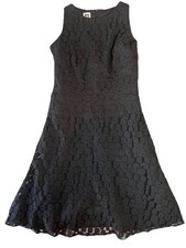 Anne Klein Womens Black Textured Dot Lace Sleeveless Shift Dress Size 2 Classic