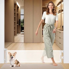 Pet Gates 14" H Short Dog Puppy Gate, Retractable Dog Gates Extends to 59 Inches