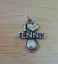 Sterling Silver 19x14mm I Love (Heart) Tennis & Ball Charm (T shorter so 25% off