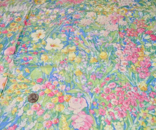 Vintage landschaftlich reizvoll Pastell Blumenmuster Baumwolle Quilt Stoff Joan Kessler Concord 1/2 Yard + - Bild 1 von 2