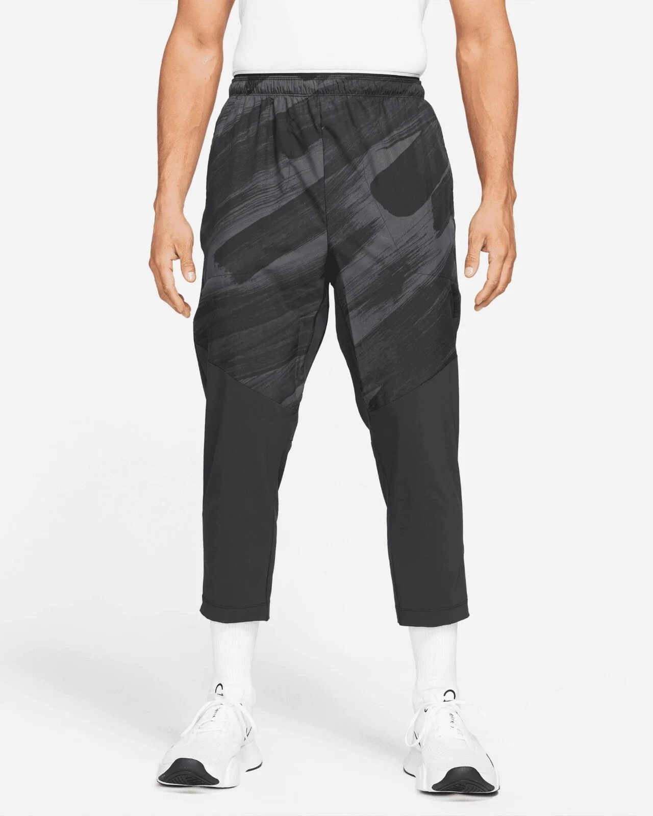 Nike Sport Clash Training Pants Cropped Length Gym Black Gray Medium