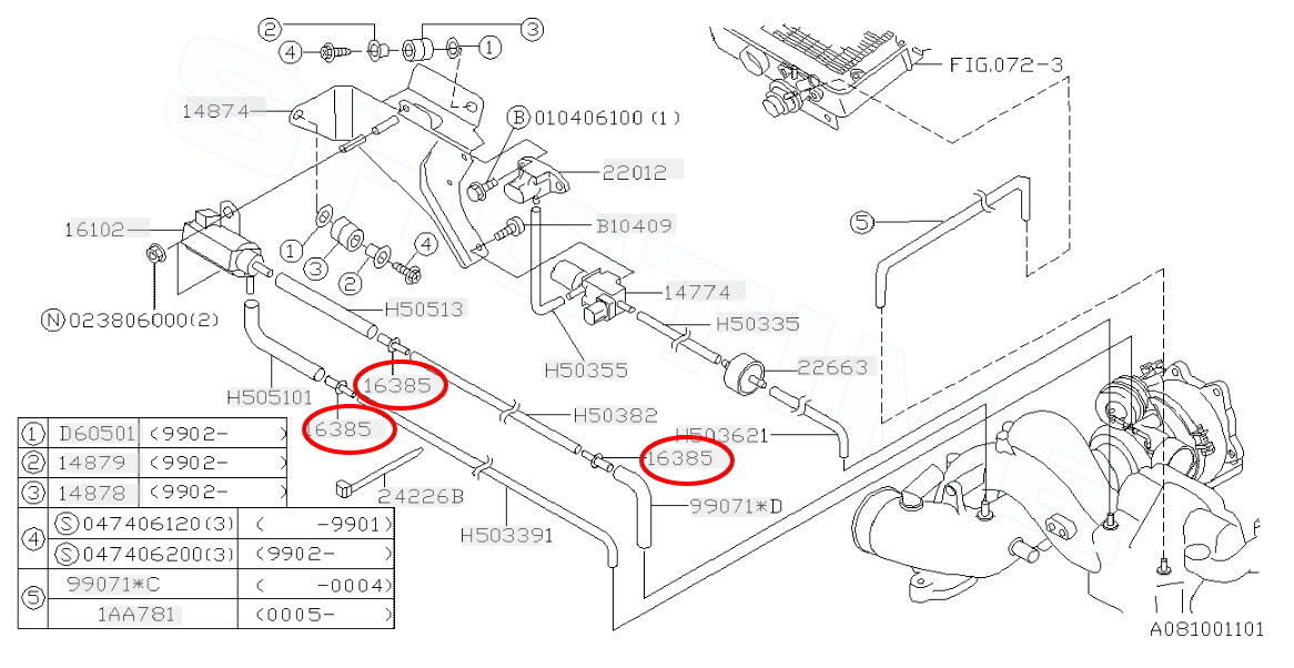 SUBARU 00-07 GDB Impreza WRX STI Boost Control Solenoid Hose