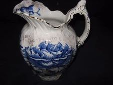 ARCADIA FLOW BLUE PITCHER-DUNN BENNETT CO CIRCA 1891-1907
