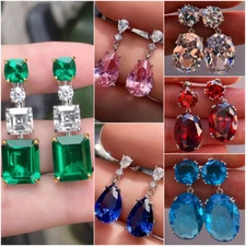 Women Jewelry Gorgeous 925 Silver Drop Earring Cubic Zircon Party Gift A Pair