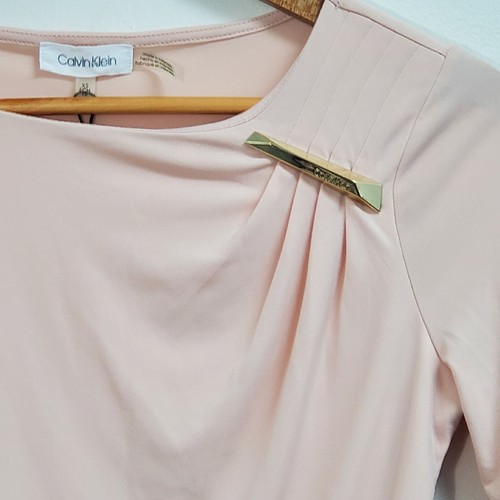 Calvin Klein Shirt Women's XS, Blush 3/4 Sleeve Blouse Formal Business Top - Picture 3 of 10