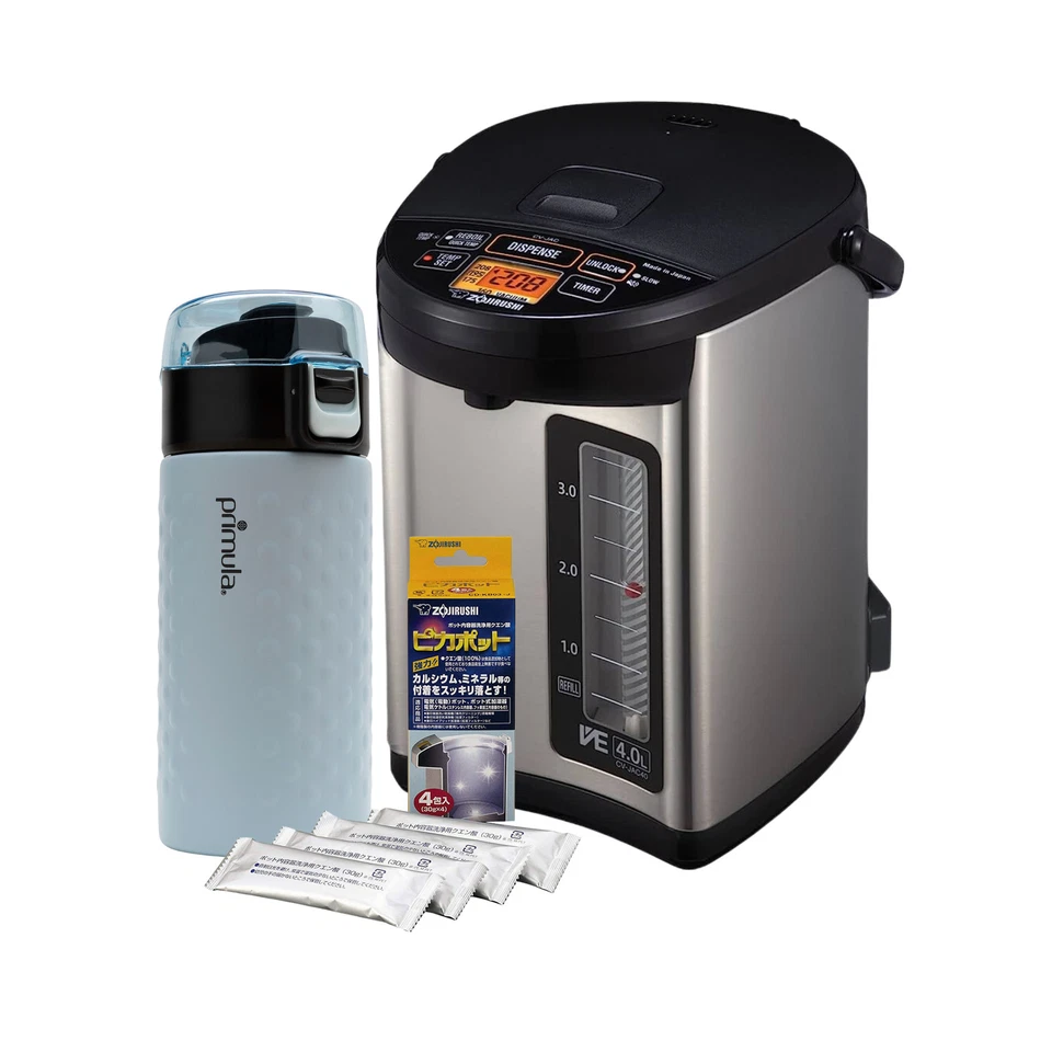 Zojirushi Water Boiler and Warmer 4.0-Liter Black w Container Cleaner Bundle