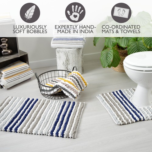 Tappetino da bagno grosso a righe Bobble due pezzi tappetino da bagno e piedistallo set di lusso - Foto 47 di 49