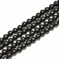 Natural Shungite Smooth Round Beads 4mm 6mm 8mm 10mm 15.5" Strand