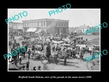 OLD POSTCARD SIZE PHOTO OF REDFIELD SOUTH DAKOTA PARADE ON MIN STREET c1890