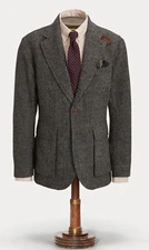 RRL Ralph Lauren 1920s Inspired Unconstructed Wool Tweed Sport Coat Jacket- L