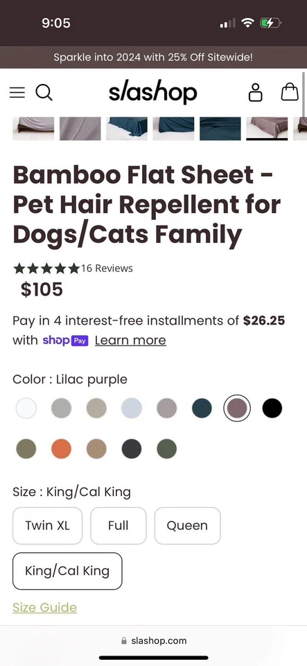 Bamboo Flat Sheet-pet Hair Repellant Size King/California King - Image 3 of 3