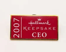2007 Hallmark Keepsake CEO Enamel Metal Lapel Pin Gold Tone Red Gift for Collect