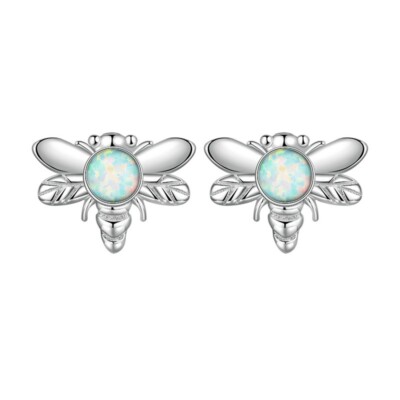 Opal Biene Ohrstecker Hummel Insekt Flügel echt 925 Sterling Silber  