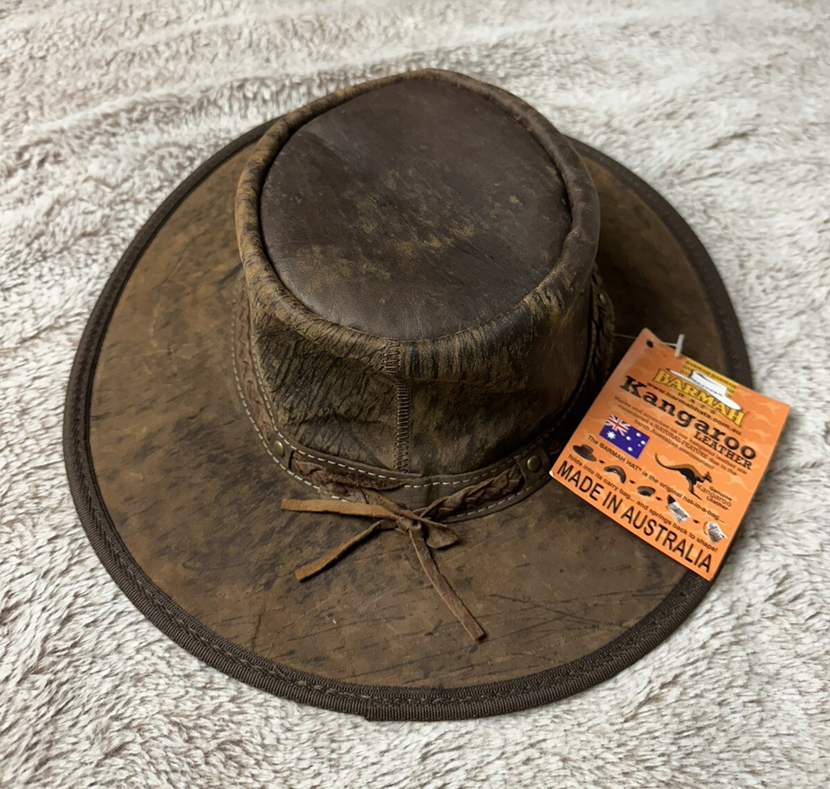 BARMAH 1018 Squashy Australia Kangaroo Leather Hat Size