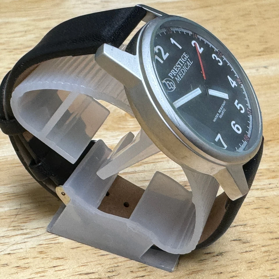 Pestige медицинские кварцевые часы мужчин серебро черный кожаный ремешок Японии Movt новый аккумулятор - Изображение 3 из 4
