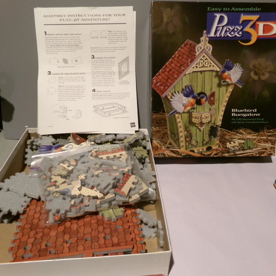 Puzz3D Puzzles 229 Piece Bluebird Bungalow Milton Bradley Complete - Image 4 of 4