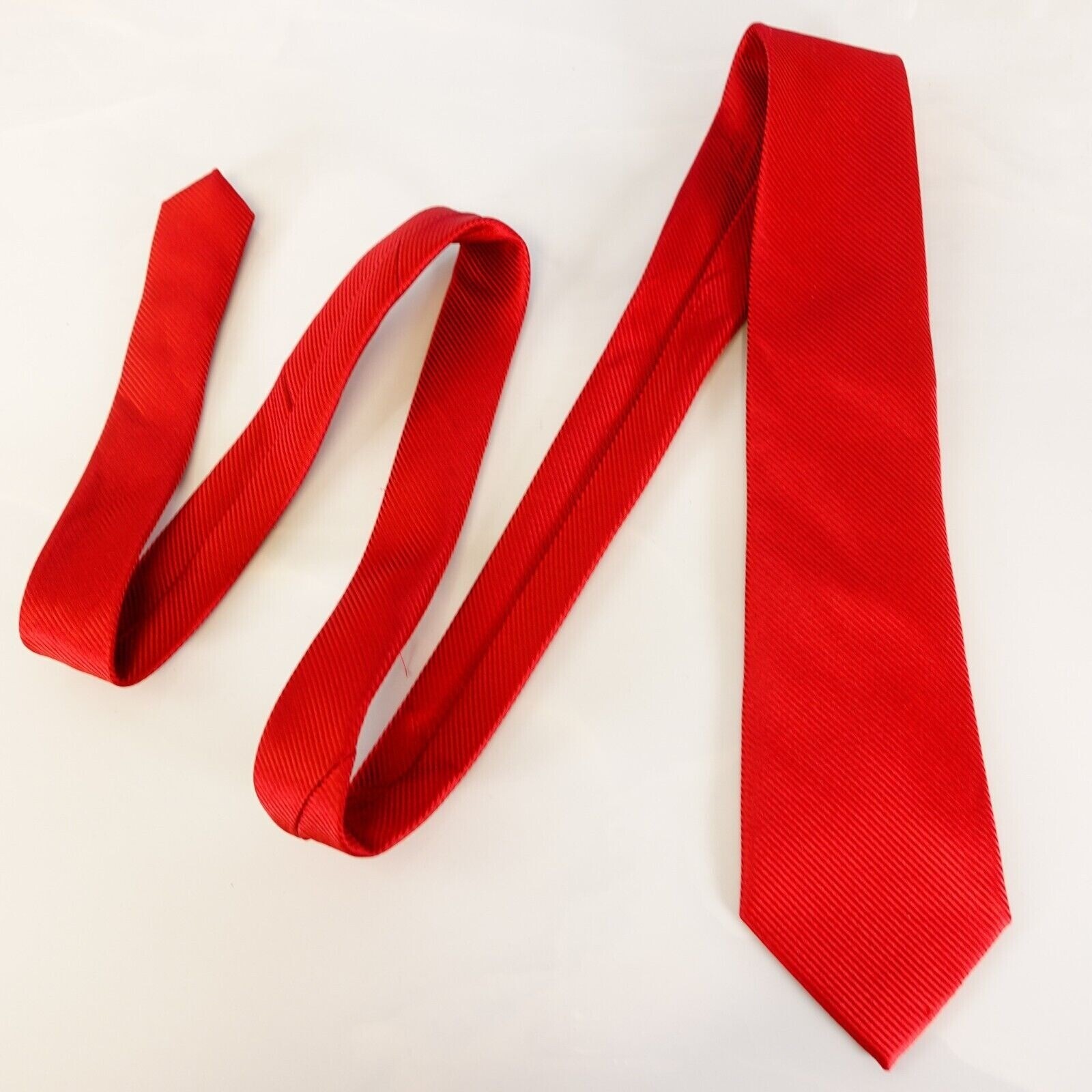 Saddlebred Neck Tie Mens Red Solid Basic Minimal … - image 1