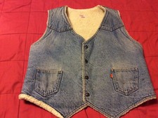Vintage Levi  s Denim Trucker Sheppard Lined Men  s Vest Size Xlarge