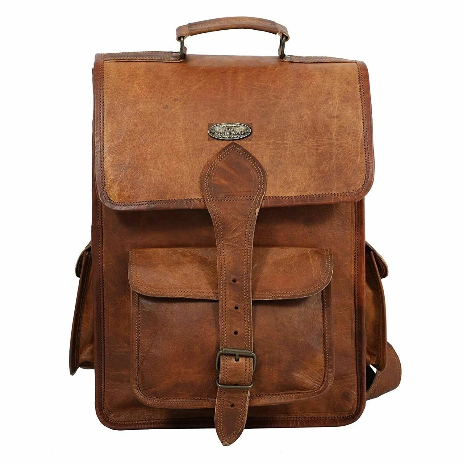 Men Satchel Shoulder Travel Laptop Schoolbag Rucksack Bag 16" Leather Backpack