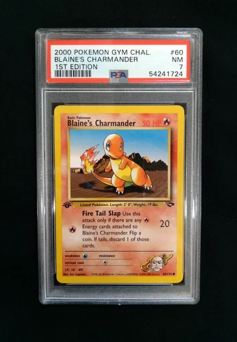 Graded PSA 7 2000 Pokemon Gym Chal. - Blaine's Charmander - 1st Edition #60 NM