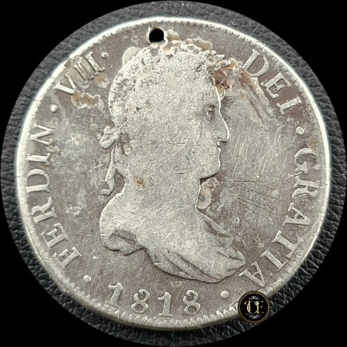 1818 8 Reales BOLIVIA Coin, POTOSI PJ FERDINAND VII SILVER .896 ¡GOOD YEAR! - 第 1/5 張圖片