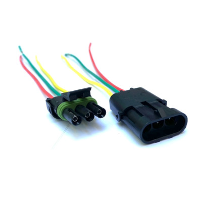 16 AWG Assembled Delphi Weather Pack 3 Pin Sealed Connector Kit. 6'' wire