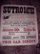 Rare! 1897 Sutro Baths Street Car Poster.
