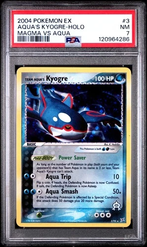 2004 POKEMON EX TEAM MAGMA VS TEAM AQUA #3 TEAM AQUA'S KYOGRE-HOLO PSA 7