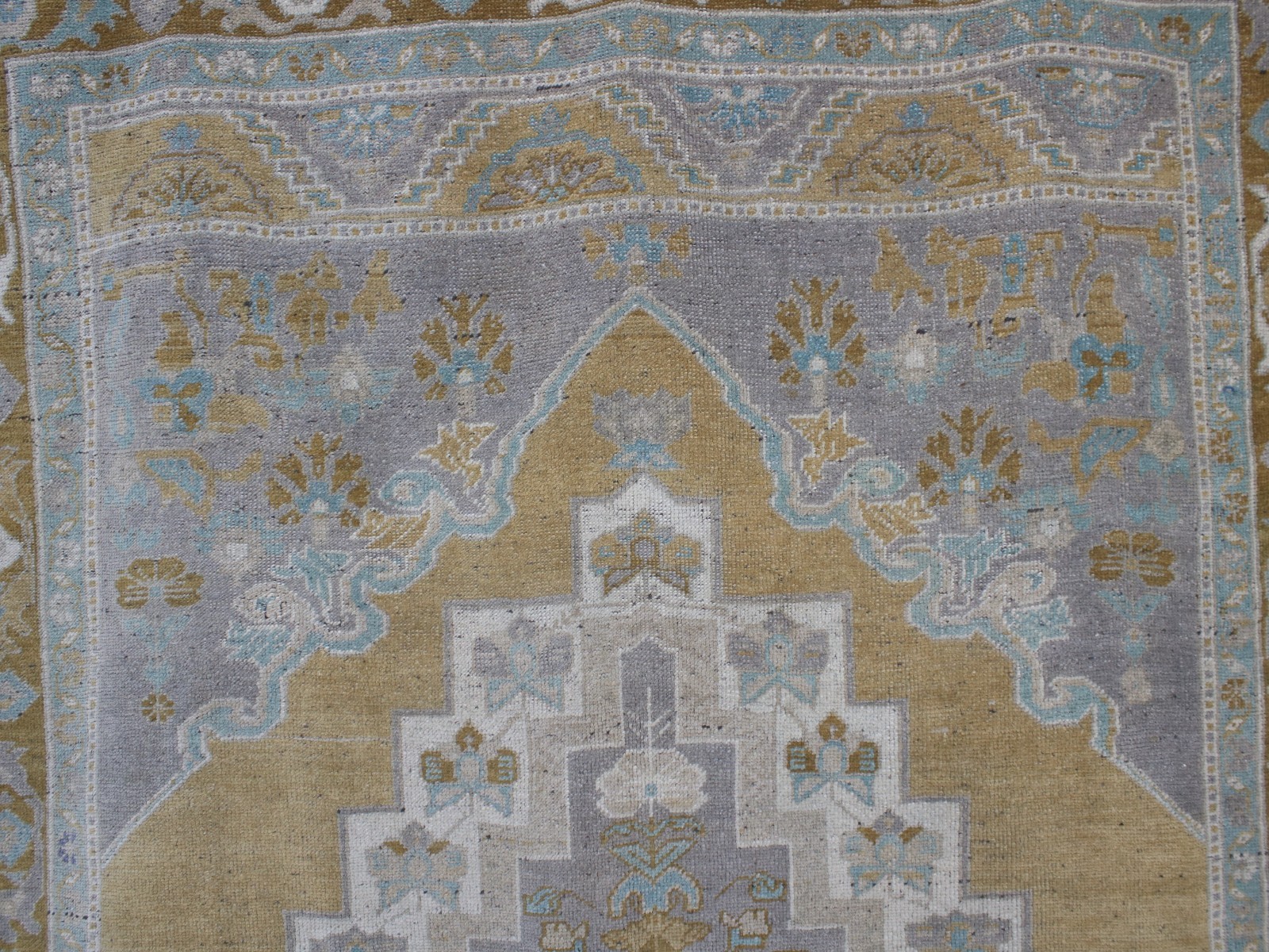 6x8 Turkish Handmade Rug Orange Blue Geometric 5.8x8.0 ft