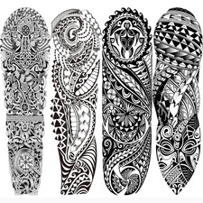 Tribal Totem Temporary Tattoo Sleeve for Men Women Full Arm 4-Sheet