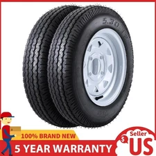 2-Pack Trailer Tires on Rim 5.30-12 5.30x12 Tire ,4 Lug on 4", Load Range C 6PR