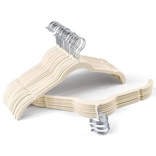 Sishynio Velvet Hangers 30 Pack, Non-Slip Slim Felt Clothes Hangers Beige
