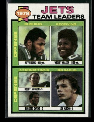 1979 Topps #226 Jets Team Leaders Checklist Sheet Singles New York Jets