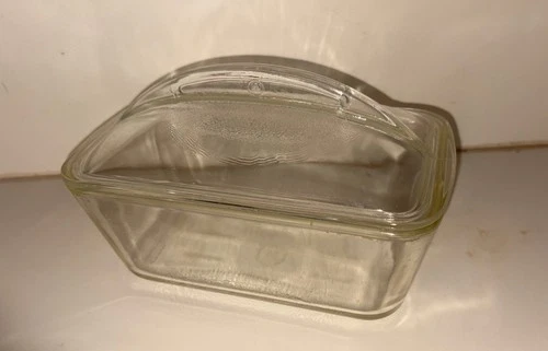 Vintage Westinghouse Pyrex Clear Glass Refrigerator Loaf Pan Dish with Fin Lid
