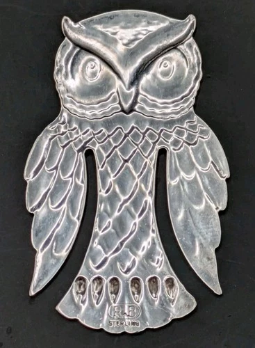 REED & BARTON STERLING SILVER OWL BOOKMARK CLIP PAGE MARK