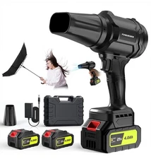 Cordless Leaf Blower, 600000RPM Handheld Leaf Blower with 2 X 4.0Ah Batteries...