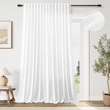 Linen Curtain Extra Wide 100 Inch for Living Room Sheer Farmhouse Sliding Gla...