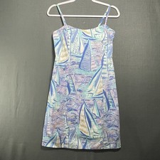 Lilly Pulitzer Size 6 Nautical Sailboat Print Spaghetti Strap Sheath Dress