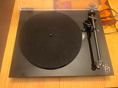 Rega Planar 1 Belt Drive Turntable Record Player, Black w/ Dust Cover