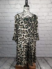 Eliza J women's long flared animal print popover stretch knit dress size 20 RR03